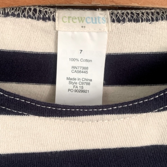 Crewcuts Girl’s 8 M Striped cotton Dress blue white burgundy Red J.Crew Holiday - Picture 2 of 3